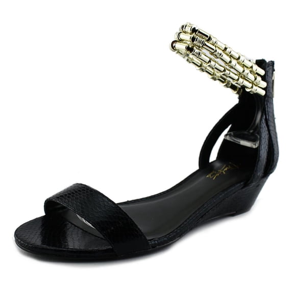 thalia sodi savana women  open toe synthetic black wedge heel