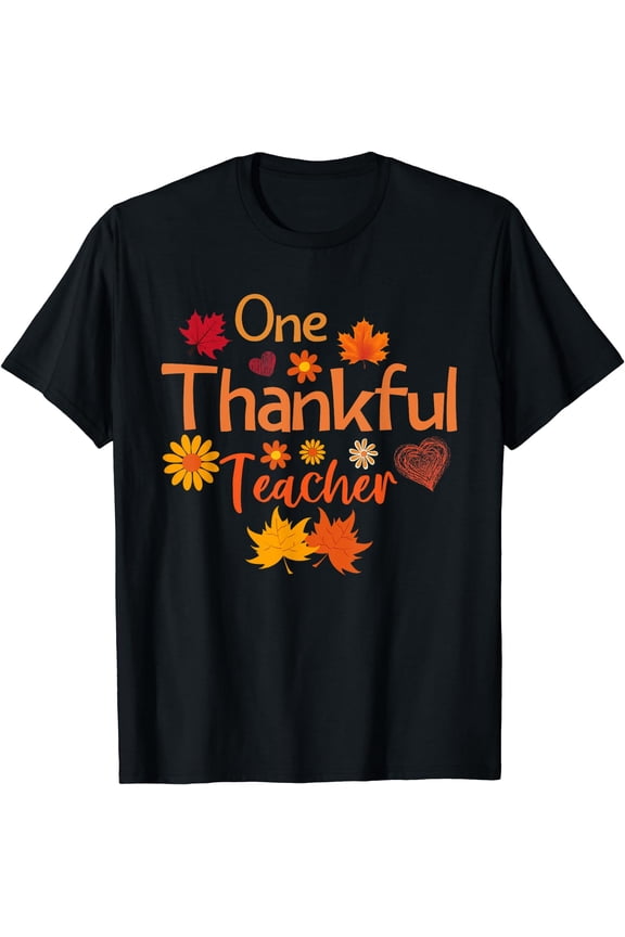 thankful teacher for women fall teacher thanksgiving autumn T-Shirt Black Medium