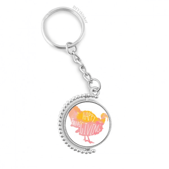 thanksgiving day turkey watercolor pattern rotatable keyholder disc accessories chain clip