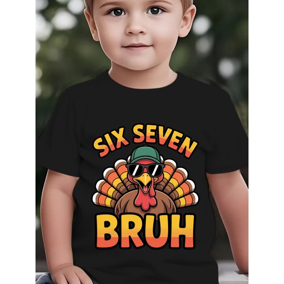 thanksgiving summer boys fashion short sleeve t shirt turkey element cartoon pattern print outdoor casual top ny dx10325