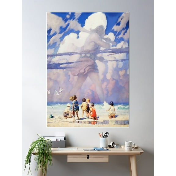 €Œthe Giant†Fairy Art By Nc Wyeth Poster Wall Art, Modern Wall Decor For Living Room Bedroom, 12x18 UNFRAMED