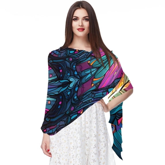 the Hands of Prayer Chiffon Yarn Silk Hair Scarf for Women - Breathable Translucent Lightweight Wrap Shawl - 180x73cm Size Accessory