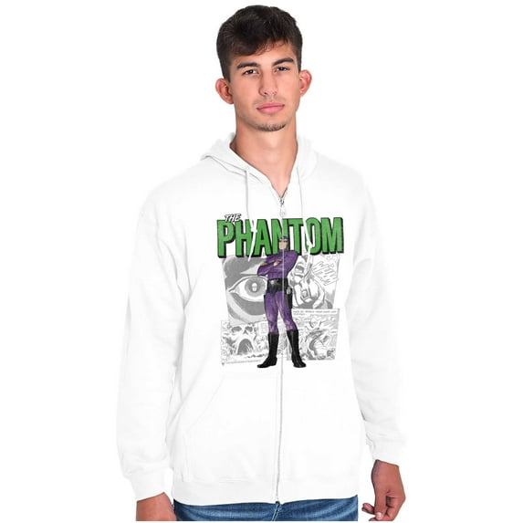 the Phantom Retro Comic Superhero Zip Up Hoodie Men's Women's Brisco Brands M