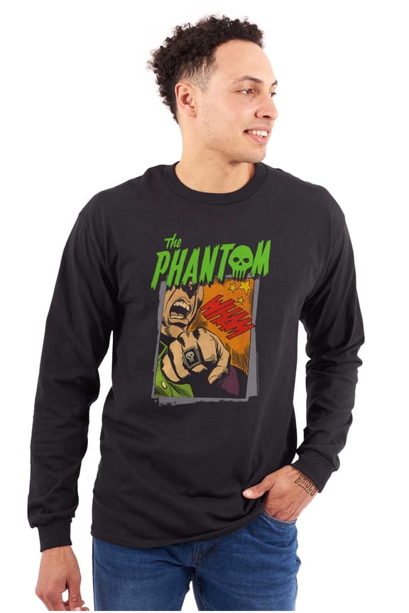 the Phantom Skull Retro Comic Book Long Sleeve TShirt Men Women Brisco Brands M