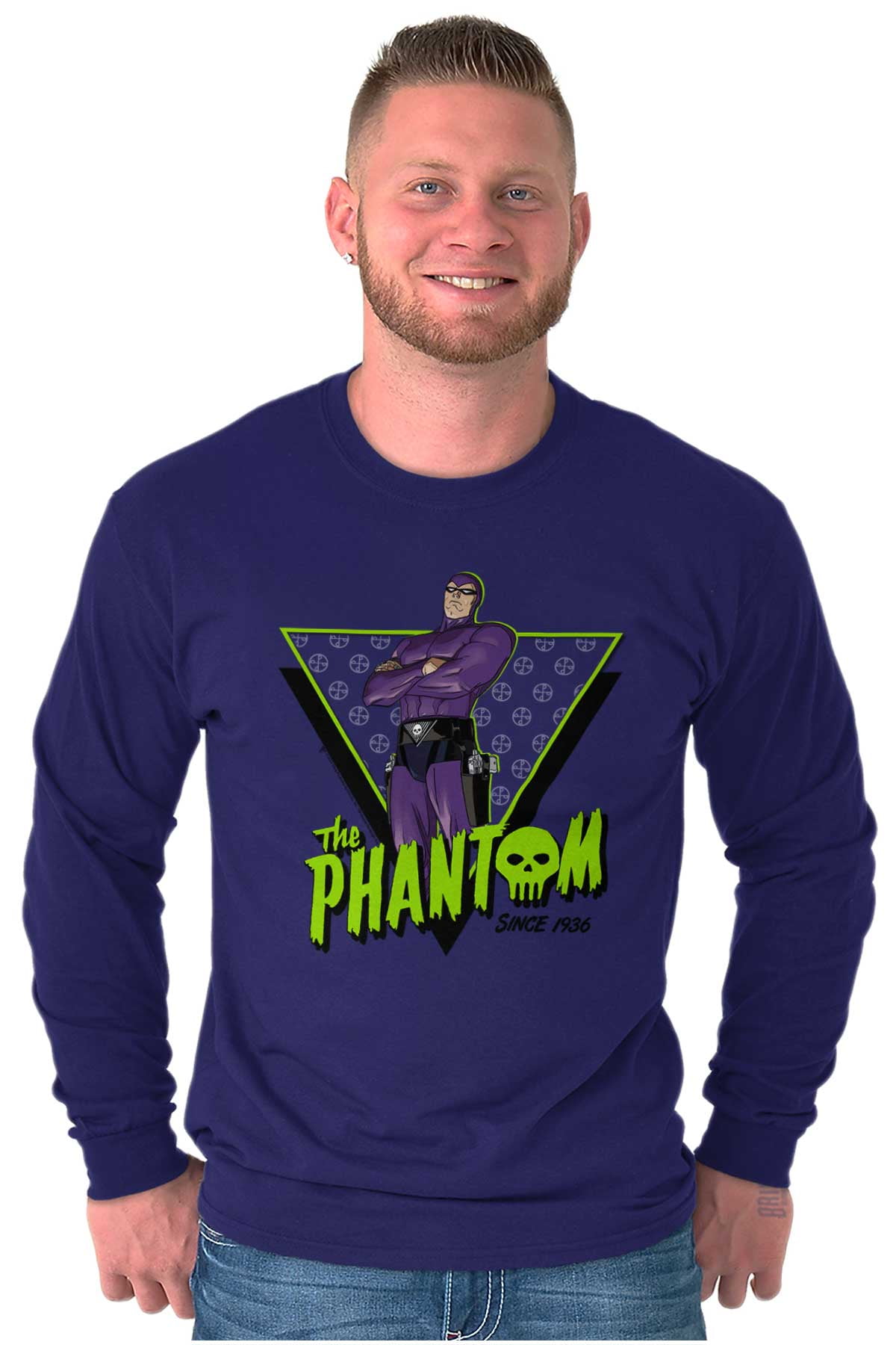 the Phantom Skull Vintage Superhero Long Sleeve TShirt Men Women