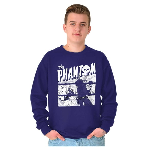 the Phantom Vintage Comic Book Skull Sweatshirt for Men or Women Brisco Brands L