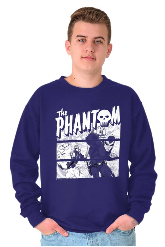 the Phantom Vintage Comic Book Skull Sweatshirt for Men or Women Brisco Brands M
