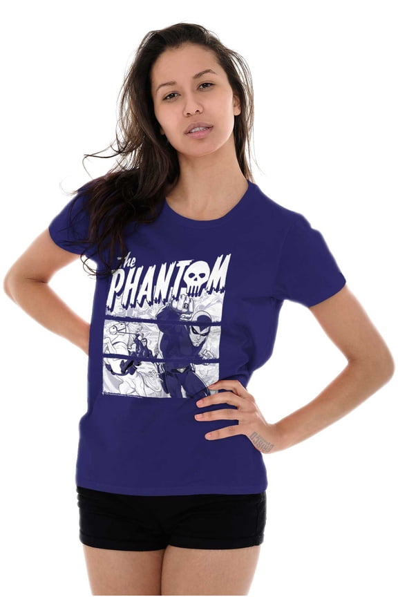 the Phantom Vintage Comic Book Skull Women's T Shirt Ladies Tee Brisco Brands S