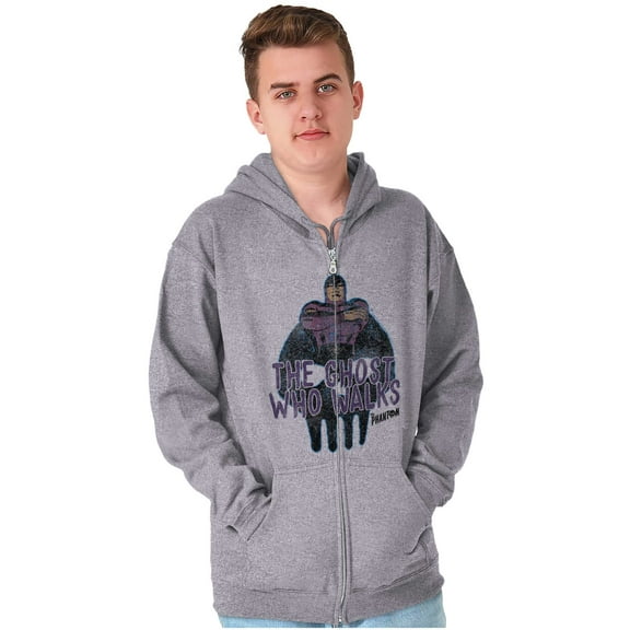 the Phantom Vintage Ghost Who Walks Unisex Plus Size Zip Hoodie Brisco Brands 4X