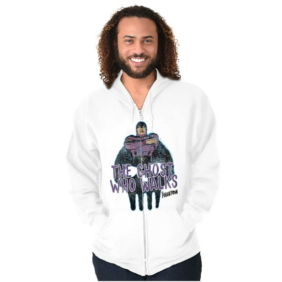 the Phantom Vintage Ghost Who Walks Unisex Plus Size Zip Hoodie Brisco Brands 4X