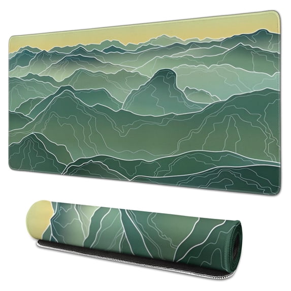 the Rolling Green Waves desk Mouse Padwaterproof,rubber+multispandexnon Slip MousepadDesk Pad for Office Home Game 31.5x15.7inches