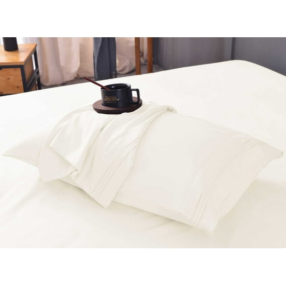 the Season Essentials Set of 2 King-Queen Pillowcases for Bamboo Based Sheet Sets, Ivory, King Pillowcases (Set of 2)
