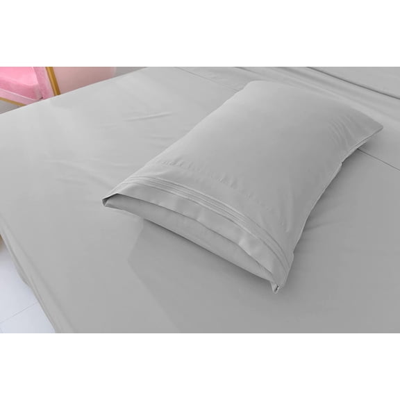 the Season Essentials Wrinkle Free Sheet Sets with Deep Pockets & Stain Resistant, 1800 Thread Count Bamboo Based, Silver, Queen