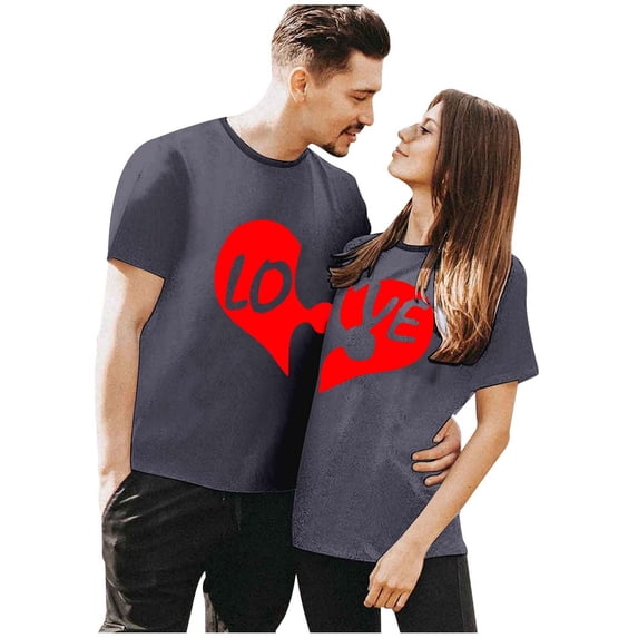 New Years Top Love Heart Printed Graphic Valentine Shirt for Women Girlfriend Valentines Day Gifts