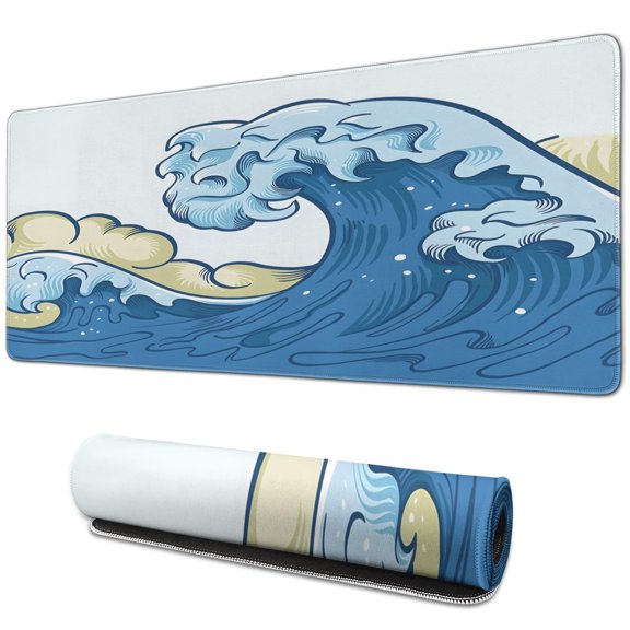 the Waves pad Mousewaterproofwashable for Office Home Work GamingmousepadsRubber Base Mousepad with Stitched Edges 31.5x11.8inches