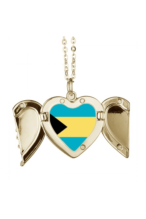 the bahamas national flag north amecountry folded wings peach heart pendant necklace