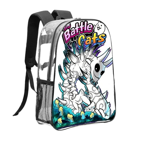 the battle cats Pattern Transparent Backpack Lightweight And fashionable Showcasing Personality And Leading The Trend