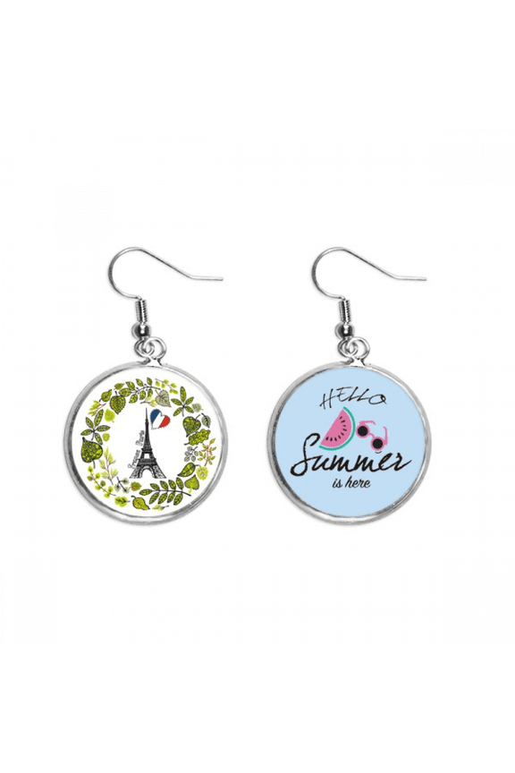 the eiffel tower paris france illustration earring drop summer watermelon earring wear
