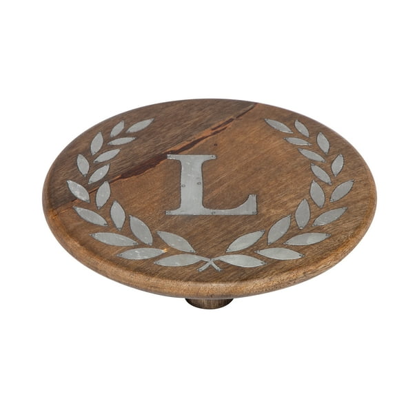 Gerson Heritage Collection Mango Wood Round Trivet With Letter "L"