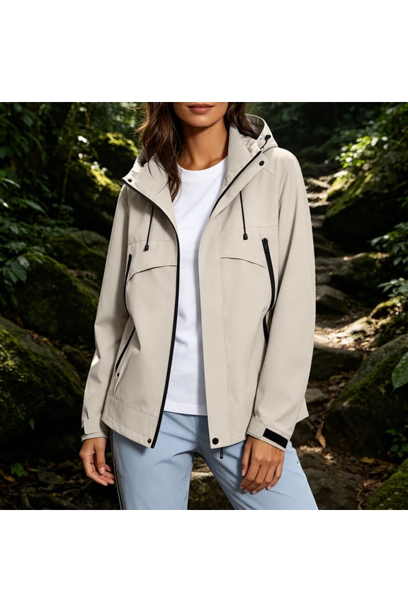 Long Sleeve Fall Jackets for Women Solid Color Windbreaker with Hood Lightweight Spring Coat for Outdoor Cycling Hiking , Gray S
