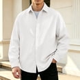 thumbnail image 1 of thefmos Men's Plus Size Long Sleeve Button Down Shirts Fall Winter Collared Casual Loose Fit Basic Tops Business Work Outfits Clothes, White XL, 1 of 6
