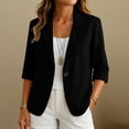 thumbnail image 1 of thefmos Women Fall Blazer 3/4 Sleeve Button Down Open Front Casual Work Office Tops Loose Basic Solid Blazer Trendy Vacation Fashion Clothes, Black M, 1 of 8
