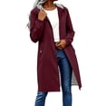 thumbnail image 1 of thefmos Women Fall Winter Long Sleeve Button Down Hooded Jackets Casual Solid Collared Open Front Coats Windbreaker Tops Travel Outerwear, Wine S, 1 of 7