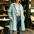 thumbnail image 1 of thefmos Women Plus Size Fall Winter Hooded Zip Up Open Front Casual Basic Coat Outdoor Raincoat Solid Trendy Jacket, Green M, 1 of 9
