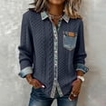 thumbnail image 1 of thefmos Women Plus Size Fall Winter Long Sleeve Knitted Button Down Tops Collared Casual Pullover Sweater Blouses Solid Basic Cardigan for Office Vacation, Navy XL, 1 of 6