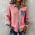 thumbnail image 1 of thefmos Women Plus Size Fall Winter Long Sleeve Knitted Button Down Tops Collared Casual Pullover Sweater Blouses Solid Basic Cardigan for Office Vacation, Pink L, 1 of 7
