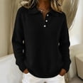 thumbnail image 1 of thefmos Women's Button Front Knit Cardigan VNeck Collared Long Sleeve Loose Fit Solid Color Cozy Sweater Casual Fall Winter Clothes, Black 5XL, 1 of 4