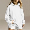 thumbnail image 1 of thefmos Women's Fall Winter Hooded Slit Pullover Tops Sweatshirts Loose Casual Hoodie Long Sleeve Tunic Blouses with Pocket Trendy Vacation Clothes, White 2XL, 1 of 6
