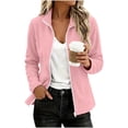 thumbnail image 1 of thefmos Women's Full Zip Long Sleeve Fleece Jacket with Pockets Solid Color Casual Outerwear Fashion Fall Winter Outfit, Pink M, 1 of 7