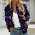 thumbnail image 1 of thefmos Women's Full Zip Long Sleeve Printed Jacket Loose Fit Casual Outerwear Fashion Spring Fall Outfit, Multicolor XL, 1 of 5