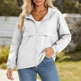 thumbnail image 1 of thefmos Women's Hooded Zip Up Lightweight Jacket with Pockets Sun Protection Solid Color Casual Cover Up Fashion Summer Fall Outfit, Gray 2XL, 1 of 5