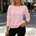 thumbnail image 1 of thefmos Women's Long Sleeve Cutout Knit Sweater Solid Color Loose Fit Pullover Tops Fashion Fall Winter Outfit, Pink S, 1 of 5