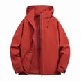 thumbnail image 1 of thefmos Women's Long Sleeve Jacket with Hood Trendy Solid Color Zip Up Outerwear Warm Lightweight Insulated Windbreaker Casual Fall Winter Clothes, Red XL, 1 of 6
