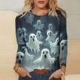 thumbnail image 1 of thefmos Women's Round Neck Halloween Print Top Long Sleeve Solid Color Casual Pullover Fashion Fall Winter Outfit, Multicolor 4XL, 1 of 6