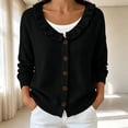 thumbnail image 1 of thefmos Women's V Neck Button Front Knit Cardigan Long Sleeve Scalloped Trim Solid Color Casual Outerwear Trendy Fall Winter Clothes, Black S, 1 of 6