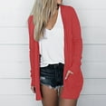 thumbnail image 1 of thefmos Women Fall Winter Long Sleeve Open Front Cardigan Casual Solid Basic Cover Up Tops Dressy Knit Sweaters for Trendy Vacation Fashion Clothes, Watermelon Red L, 1 of 7