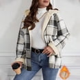 thumbnail image 1 of thefmos Women Fall Winter Long Sleeve Plaid Plus Size Coat Hooded Fleece Outwear Warm Casual Jacket Winter Vacation Travel Clothes, Gray M, 1 of 6
