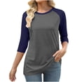 thumbnail image 1 of thefmos Women Plus Size Fall Winter 3/4 Sleeve Color Block Pullover Tops for Women Casual Basic Round Neck Tshirt Loose Fit Comfy Blouses Trendy Work Tunic Tops, Dark Gray 3XL, 1 of 4
