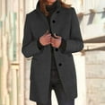 thumbnail image 1 of thefmos Women Plus Size Fall Winter Collared Long Sleeve Button Down Open Front Casual Coat Jackets Solid Fashion Basic Outerwear For Work Street, Black M, 1 of 6