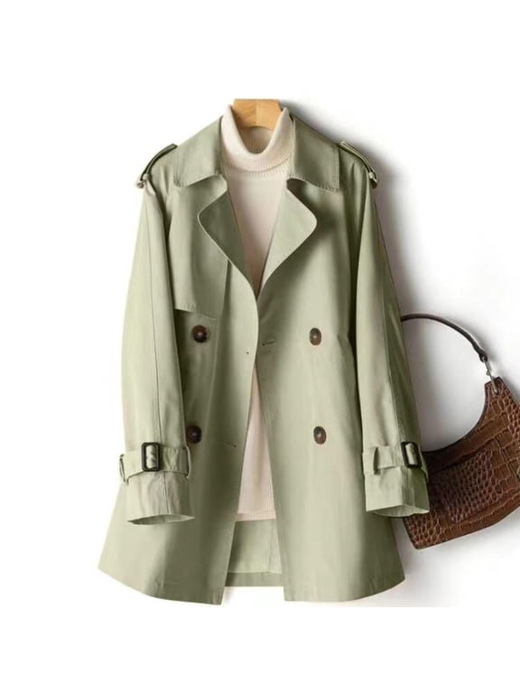 Women Plus Size Fall Winter Collared Long Sleeve Button Down Open Front Solid Casual Coat Jacket Loose Cardigan Blazer Outwear for Office Daily, Green 2XL
