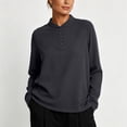 thumbnail image 1 of thefmos Women Plus Size Fall Winter Collared Long Sleeve Button Down Shirts Casual Pullover Tops Solid Loose Tunic Blouses Vacation Office Clothes, Black XL, 1 of 6