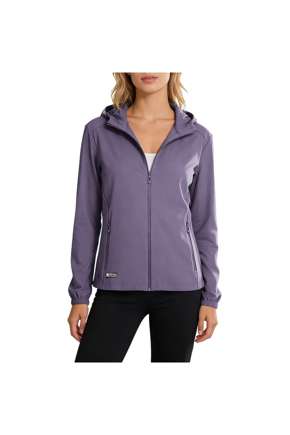 Women Plus Size Fall Winter Zip Hoodie V Neck Long Sleeve Casual Basic Pullover Tops Solid Jackets Windbreaker Loose Fit Trendy Outerwear, Purple 2XL