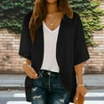 thumbnail image 1 of thefmos Women Summer Short Sleeve Open Front Cardigan Solid Casual Coverup Top Lightweight Beach Outwear Loose Fit Daily Basic Layer, Black S, 1 of 8