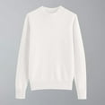 thumbnail image 1 of thefmos Women's Fall Winter High Neck Long Sleeve Ribbed Knit Pullover Tops Casual Basic Sweater Blouses Cozy Warm Tee Shirts for Vacation, White 2XL, 1 of 7