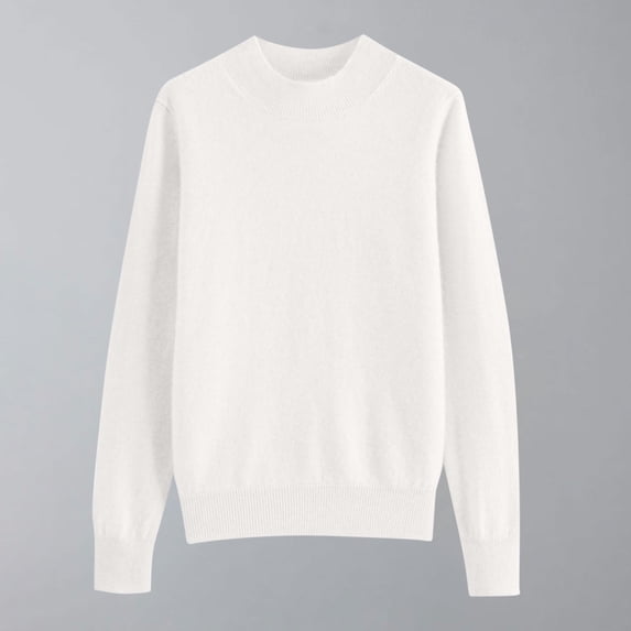 thefmos Women's Fall Winter High Neck Long Sleeve Ribbed Knit Pullover Tops Casual Basic Sweater Blouses Cozy Warm Tee Shirts for Vacation, White 2XL