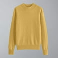 thumbnail image 1 of thefmos Women's Fall Winter High Neck Long Sleeve Ribbed Knit Pullover Tops Casual Basic Sweater Blouses Cozy Warm Tee Shirts for Vacation, Yellow M, 1 of 7